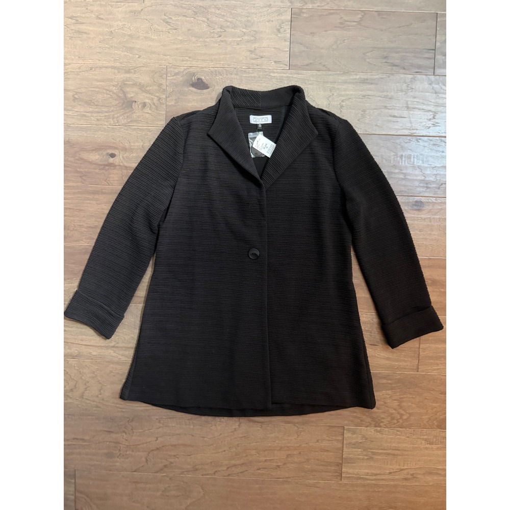 NWT Carina Womens Black Textured Ribbed Blazer Jacket XL Notched Lapel